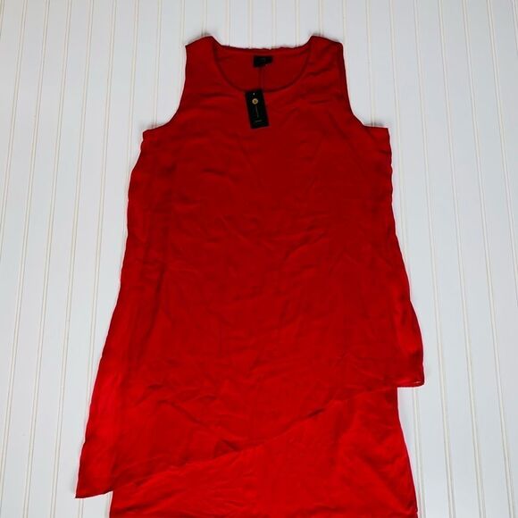JM Collection Petite Asymmetrical-Overlay Necklace Dress Red Size PL NWT - Picture 4 of 12